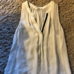 Joie White Sleeveless Blouse Navy trim Size XS